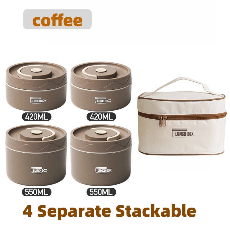 Lunch/Snack Box for Stackable Thermal，2-Tier Insulated Bento Box with Portable Cutlery set for Adult Kids Men Women: black