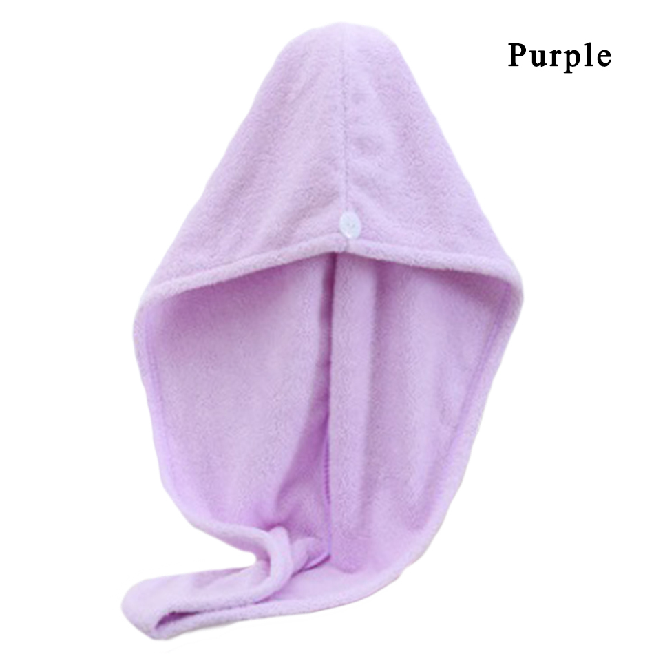 Microfiber Wisp Dry Head Hair Towel for Women Adult Bathroom Absorbent Quick-Drying Bath Thicker Shower Long Curly Hair Cap: purple