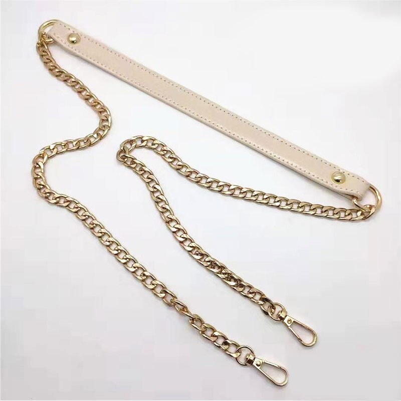 120cm PU Leather Gold Metal Chain Shoulder Bag Strap Buckle Handle DIY Repalcement Solid Handbag Bag Accessories Correa Bolso: White