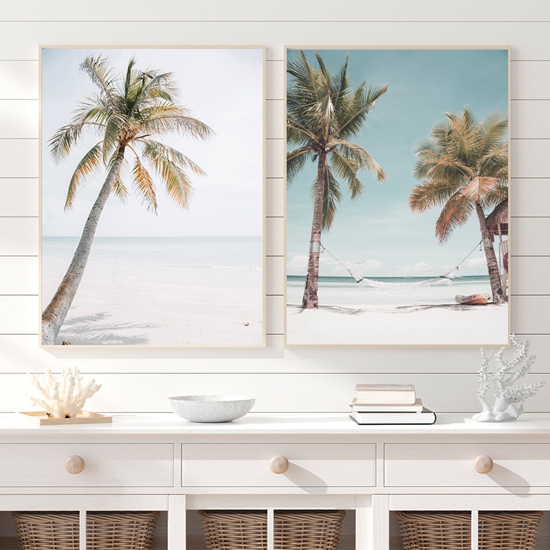 Tropische Strand Palmboom Fotografie Poster Coastal Oceaan Landschap Schilderen Foto 'S Afdrukken Woonkamer Wall Art Decor