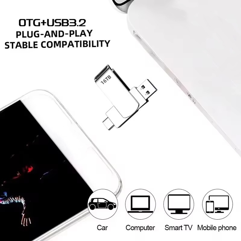 XIAOMI 16 TB 3,2 Flash-Laufwerke, Hochgeschwindigkeits-USB-Übertragung, Metall-Stick, Speicherkarte, Pendrive, Flash-Disk, Memoria, wasserdichter Stick