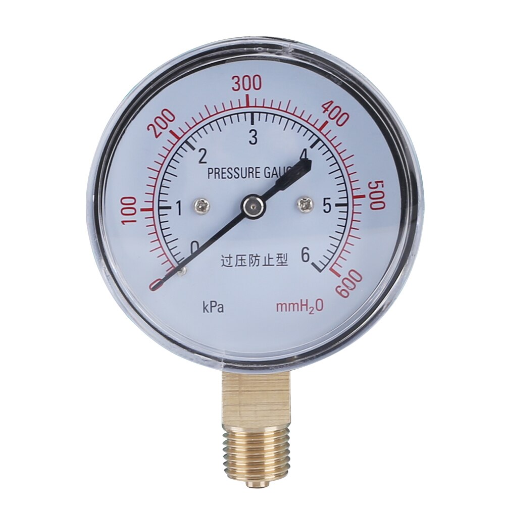 ELECALL YE-60 Air Diaphragm Pressure Gauge 0~6KPA Phosphor Bronze Film Box Pressure Gauge Positive Pressure Meter