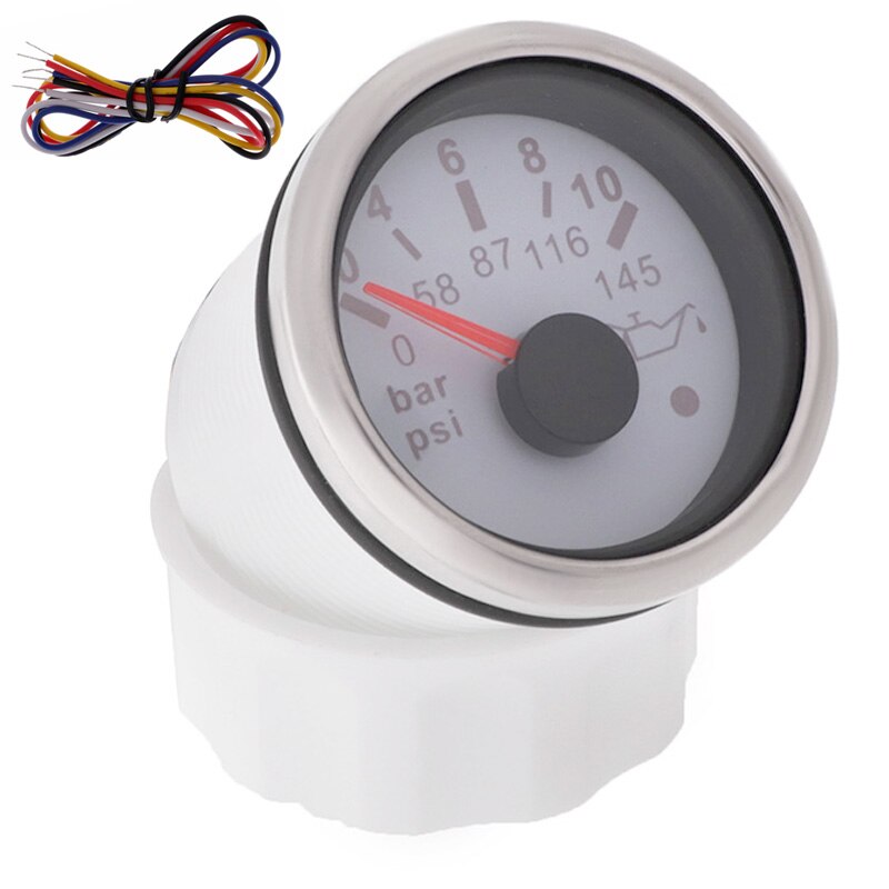Indicador de presión de aceite de motor de 52mm para coche, 0 ~ 5Bar/ 0 ~ 10Bar para señal de 0-184 Ohm, indicador de presión de aceite con luz de alarma