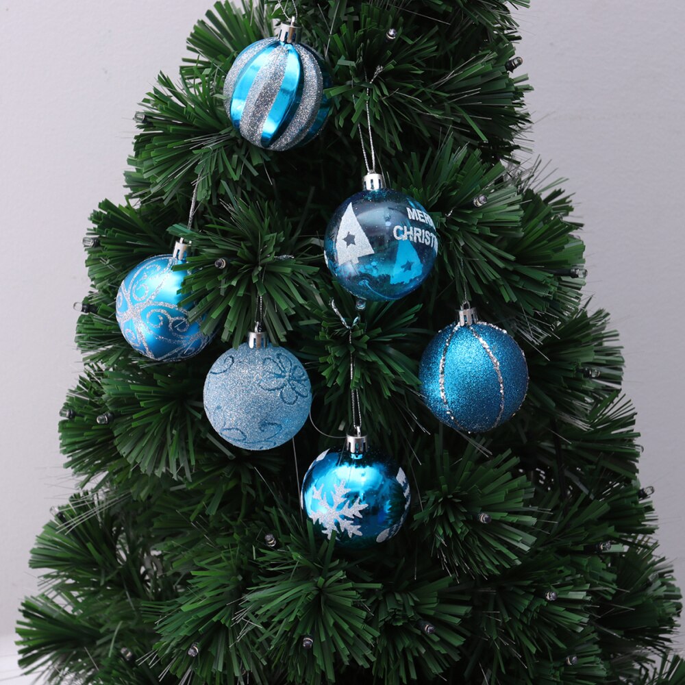 24Pcs 6cm Christmas Balls Hanging Decoration Christmas Tree Ornaments for Party Ball Prom Rose Gold Pattern: Sky-blue