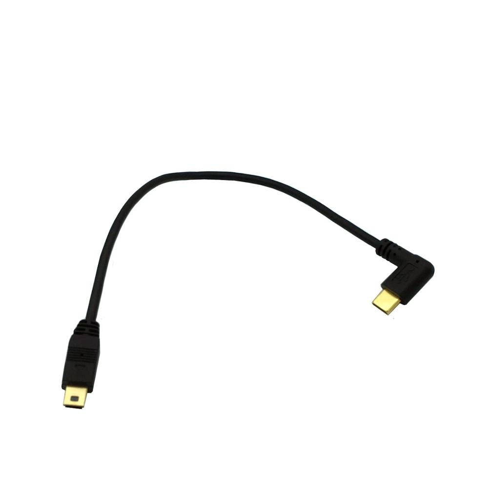 Micro Mini Usb Kabel 5Pin Male Naar Male Usb 3.1 Type C Elleboog Naar Mini Micro Usb 2.0 Otg Data adapter Converter Opladen Kabel 25Cm