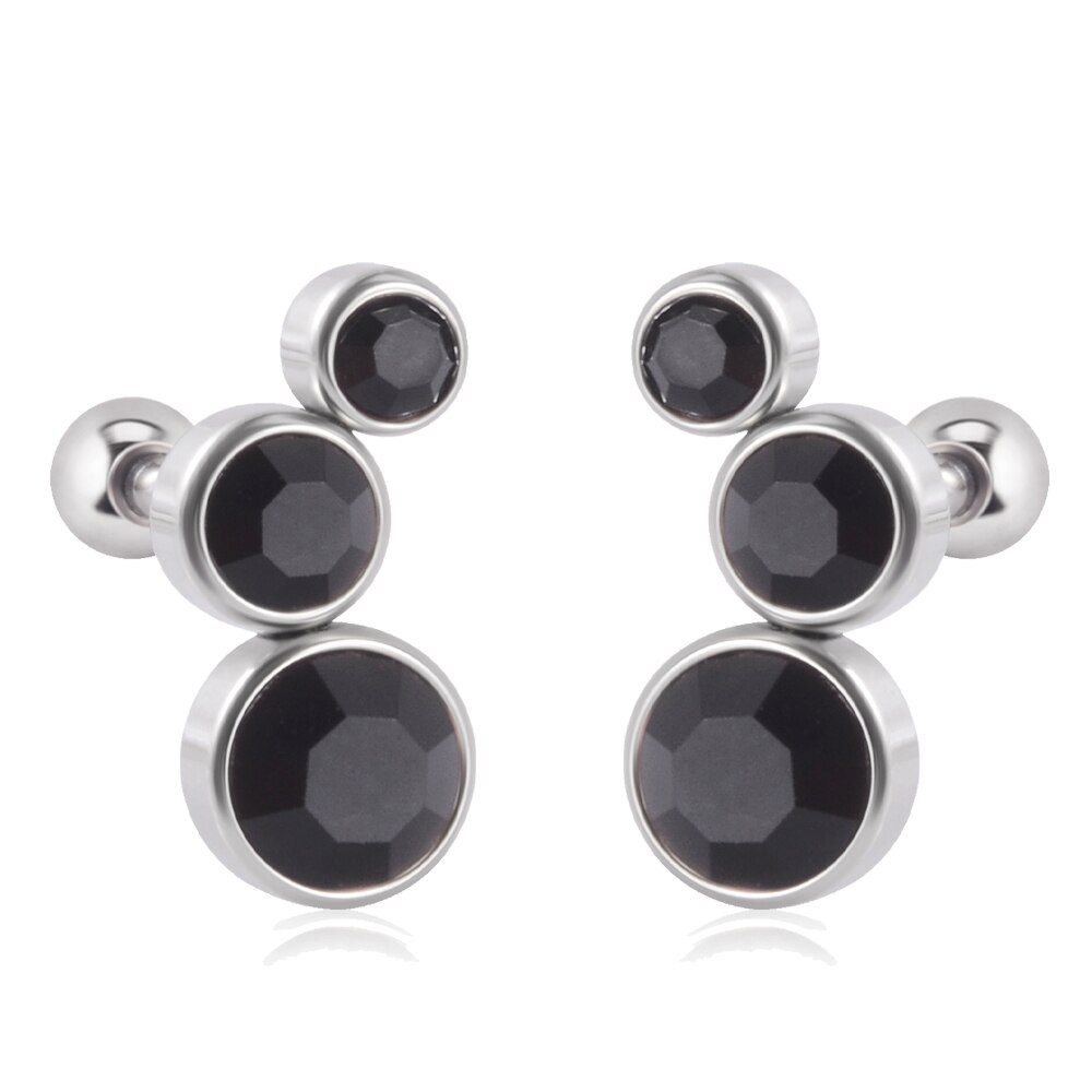 2 PZ 361 Acciaio Chirurgico di Cristallo dell'orecchio Trago Cartilagine Orecchini 16G Tre Zircone Lobo elica Daith Orecchino Penetranti Gioielli per Il Corpo: Zinco nero placcato