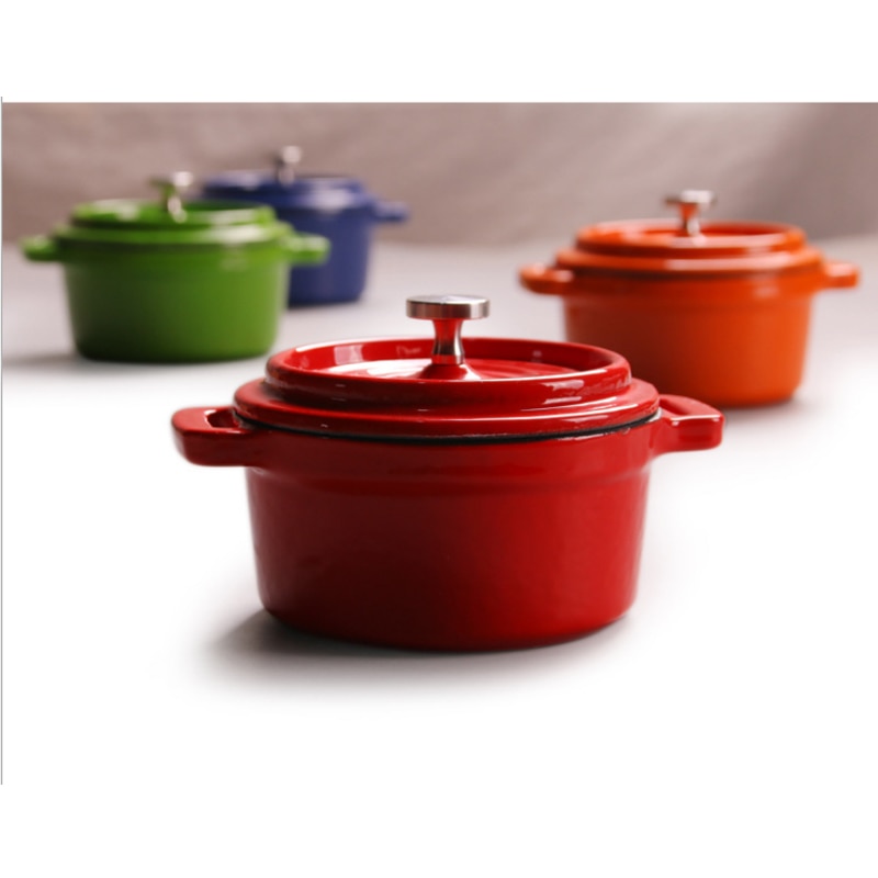 Qianle Ou-olla pequeña para sopa, olla para guisar, 10cm, 12cm, 14cm, Mini olla de hierro fundido para comida de bebé, Cocina Para el hogar
