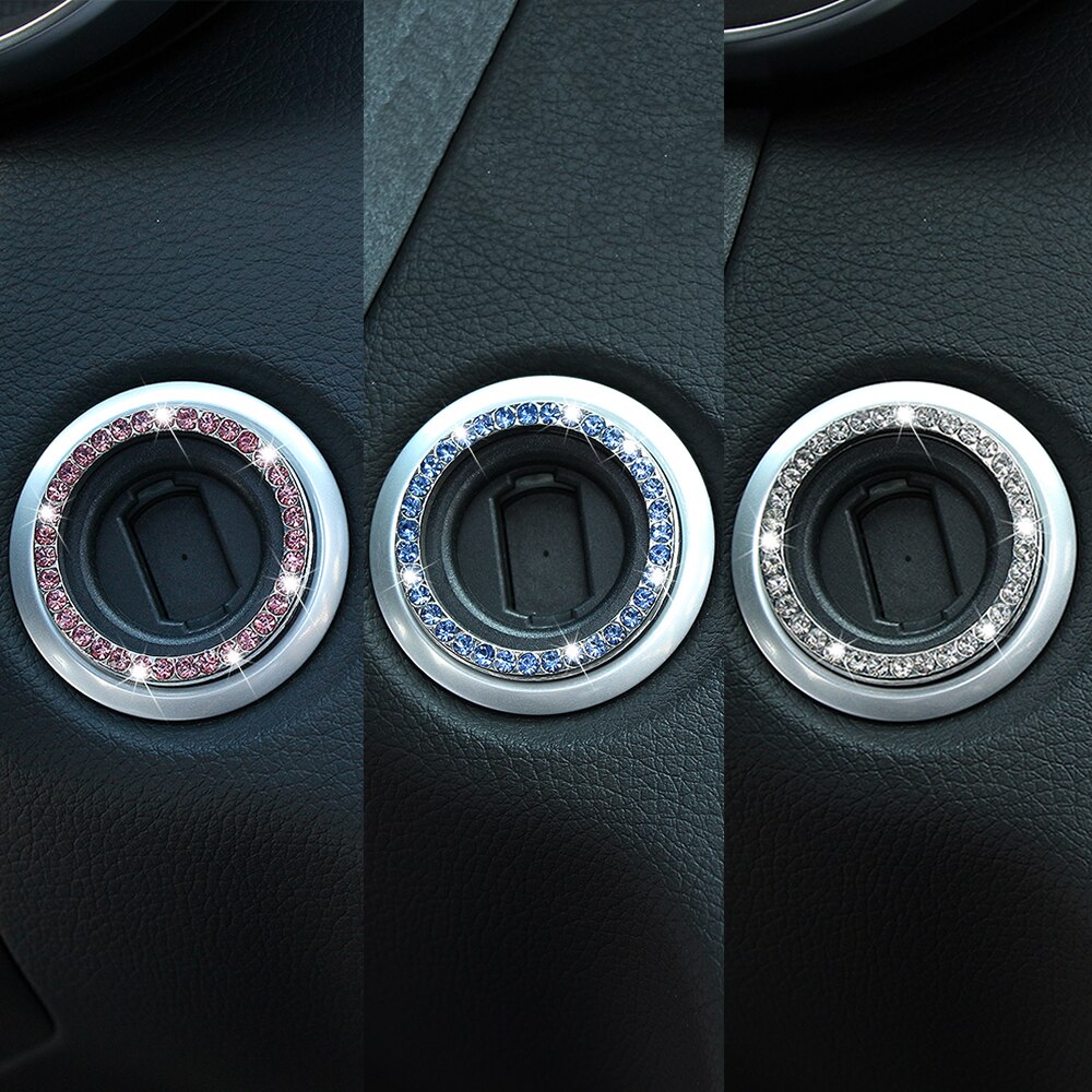 Auto SUV Bling Decoratieve Accessoires Automobiles Start Schakelaar Knop Decoratieve Diamond Rhinestone Ring