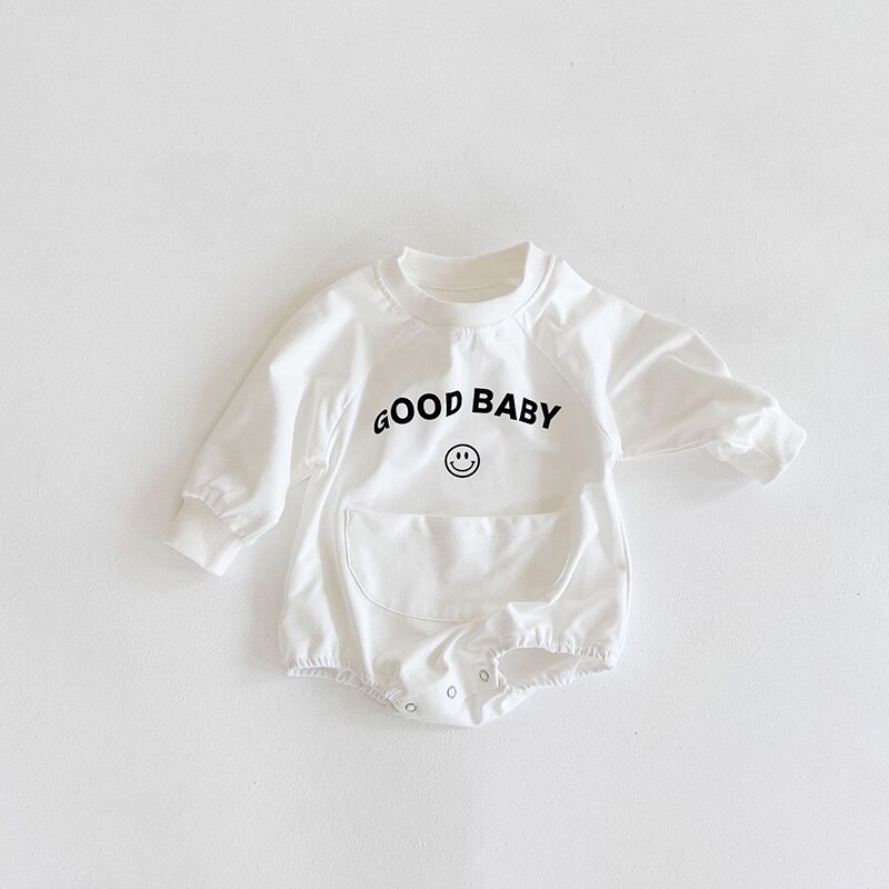 Milancel Baby Jongens Kleding Brief Print Herfst Baby Meisjes Kleding Sport Stijl Baby Bodysuit Glimlach Gezicht Peuter Outfit: white / 12m