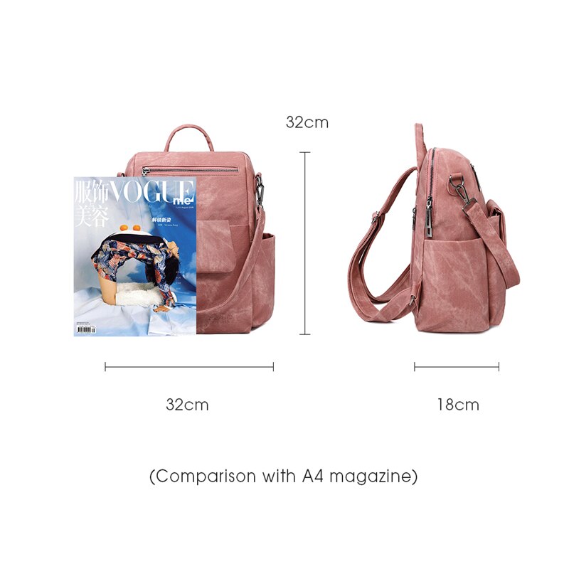 VICUNA POLO-Conjunto de mochila de cuero de para mujer, mochilas universitarias y para viajar, de gran capacidad, para el día