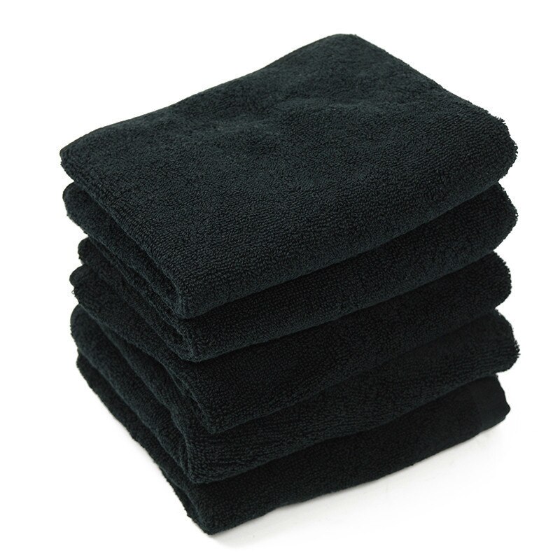 5 Stks/partij Eenvoudige Effen Zwart Gezicht Handdoeken 100% Katoenen Handdoek Luxe Hotel Badhanddoek Voor Volwassenen 34*70Cm