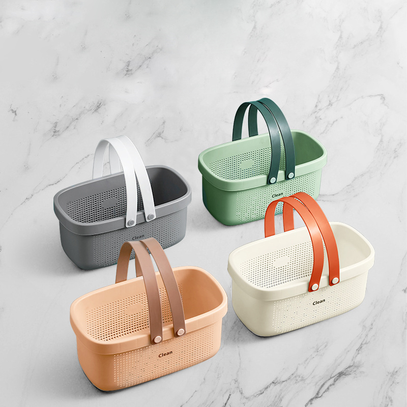 Bath Drain Basket Portable Storage Basket Bath Basket Rattan Plastic Bathroom Storage Box Snack Cosmetic Wash Storage Box
