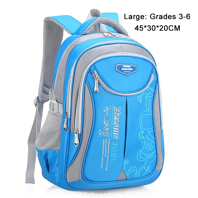 Sacs d'école étanches pour enfants, sacoche orthopédique pour filles et garçons, cartable pour enfants, cartable d'école primaire: gray blue large