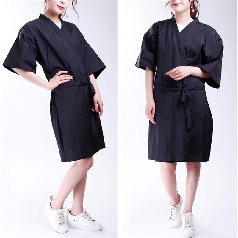 Salon Client Gown Robes Cape Hair Salon Hair Cutting Smock for Clients Kimono Style (Black)