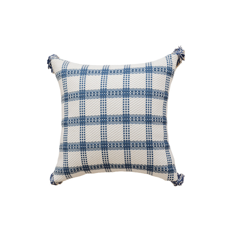 30X50/45x45CM Blue Plush Throw Pillow Cover Simple Geometry Living Room Sofa Cushion Waist Cover Plush Home Decor Cover