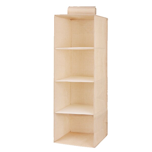 Household Clothes Hanging Drawer Box Storage Wall Wardrobe Closet Organizer Shelves Organizadores clothes organizer: 4 layer  beige