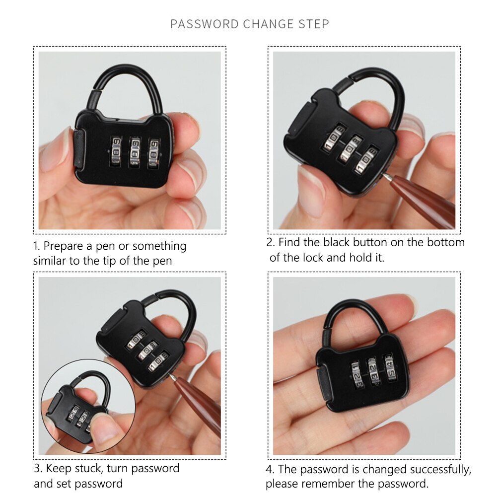 3 Digit Code Lock 3 Digit Code Combination Password Lock Portable Tr... – Grandado