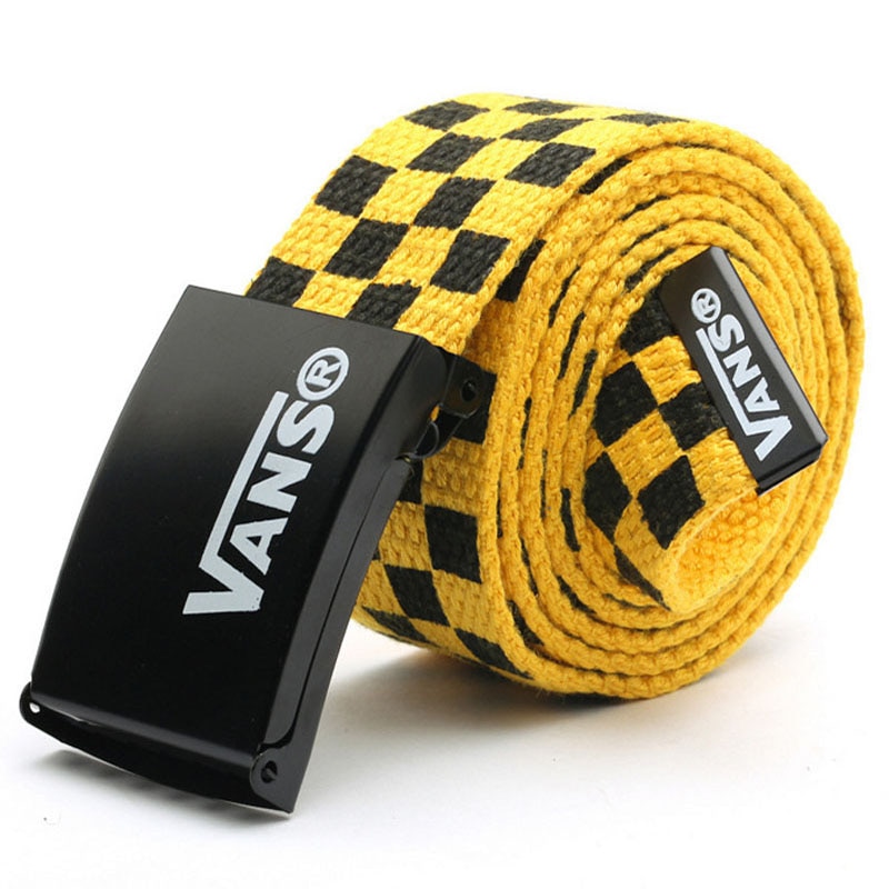 Hommes femmes ceinture ceinture 110cm noir blanc Plaid ceinture toile damier ceintures Cummerbunds toile taille ceintures décontracté damier