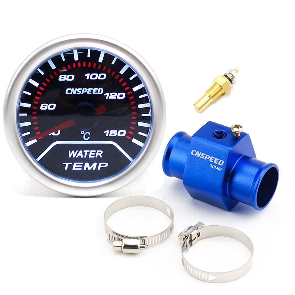 2"52mm smoke 270 Degree water Temperature gauge Water temp meter car meter tachometer with water temperature sensor adapter: with 30mm