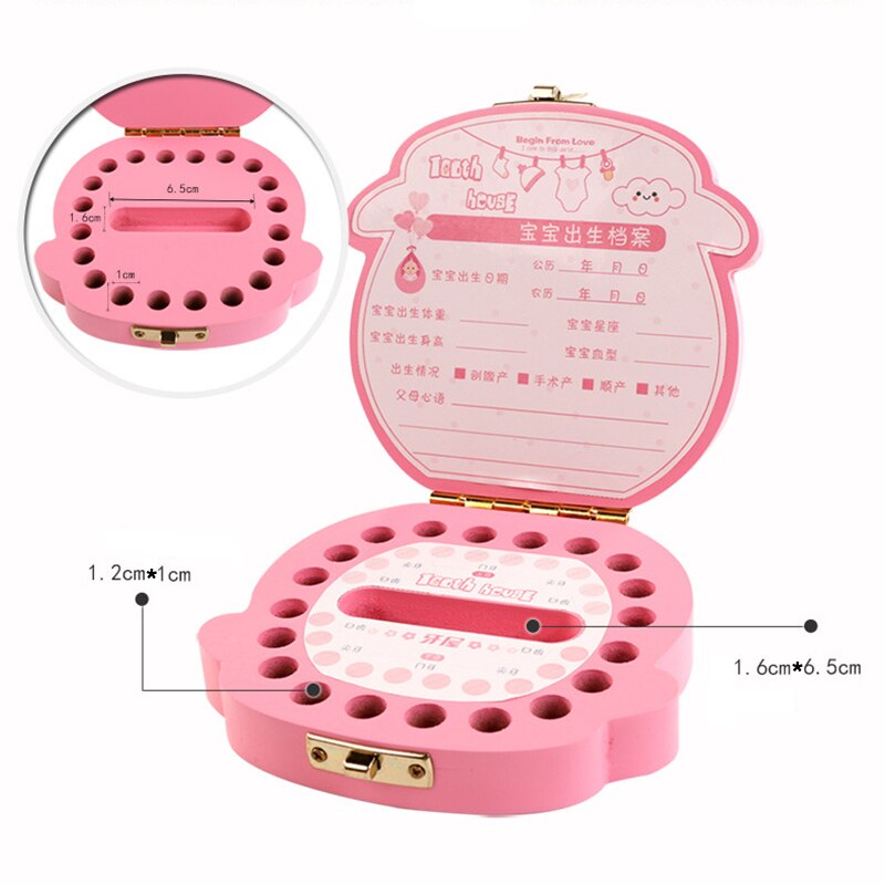Houten Baby Tand Doos Engels Baby Tanden Navelstreng Opbergdoos Baby Tand Doos Kinderen Tand Verandering Opslag doos