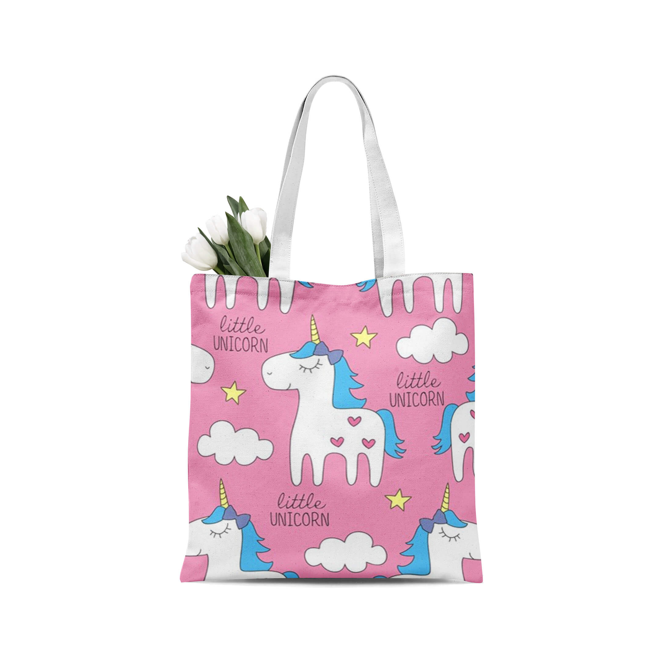 Women Handbags Cute Unicorn Print Handbags Can One Shoulder Shopping Bag Portable Folding Outdoor Beach