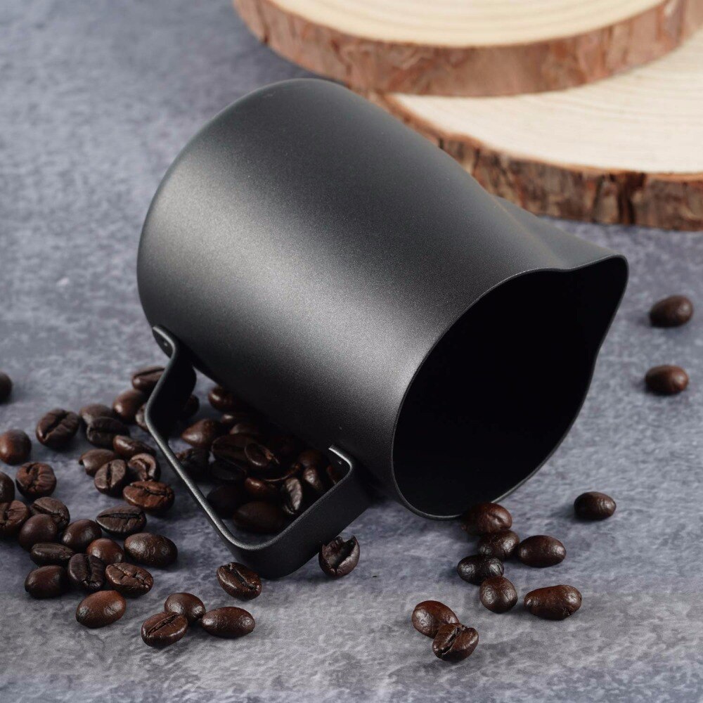 Jarra de Espumador de leche, cafetera de acero inoxidable negra mate, adecuada para café, Latte Y Espumador de leche