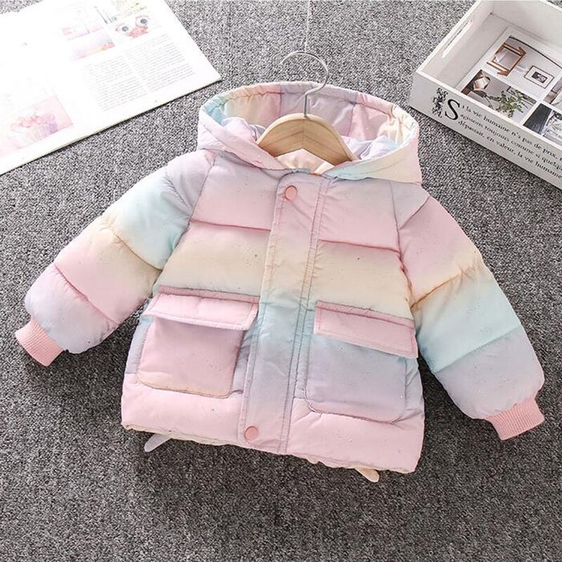 Baby Meisje Jas Winter Donsjack Dikke Warme Katoenen Jas Meisje Kleurrijke Mode Hooded Jas Kinderen Donsjack: Roze / 5T 120