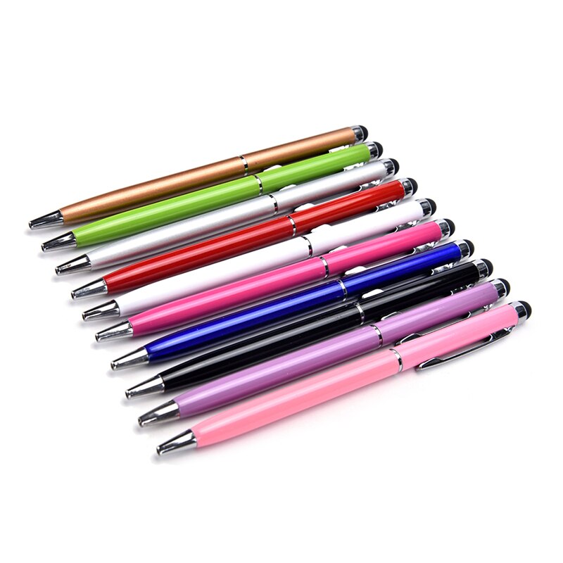 2 in 1 Mini Metalen Capacitieve Touch Pen Stylus Screen Voor Telefoon Tablet Laptop Ingebouwde Balpen