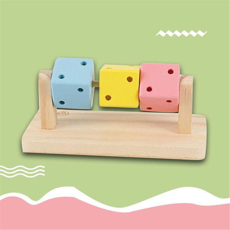 Juguetes para masticar para mascotas pequeñas, plataforma de madera con bloques de madera de colores para Conejo, hámster, Gerbil, Degu, jaula de conejo, accesorios