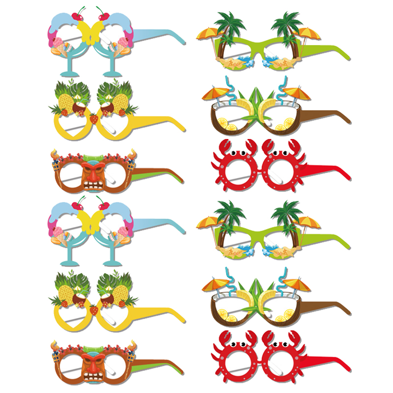 12 stks Hawaii Aloha Thema Zomer Fruit Papieren Glazen Foto Props Hawaiiaanse luau Tropisch Strand Zwembad Verjaardagsfeestje Decor Kids: Deep Sapphire