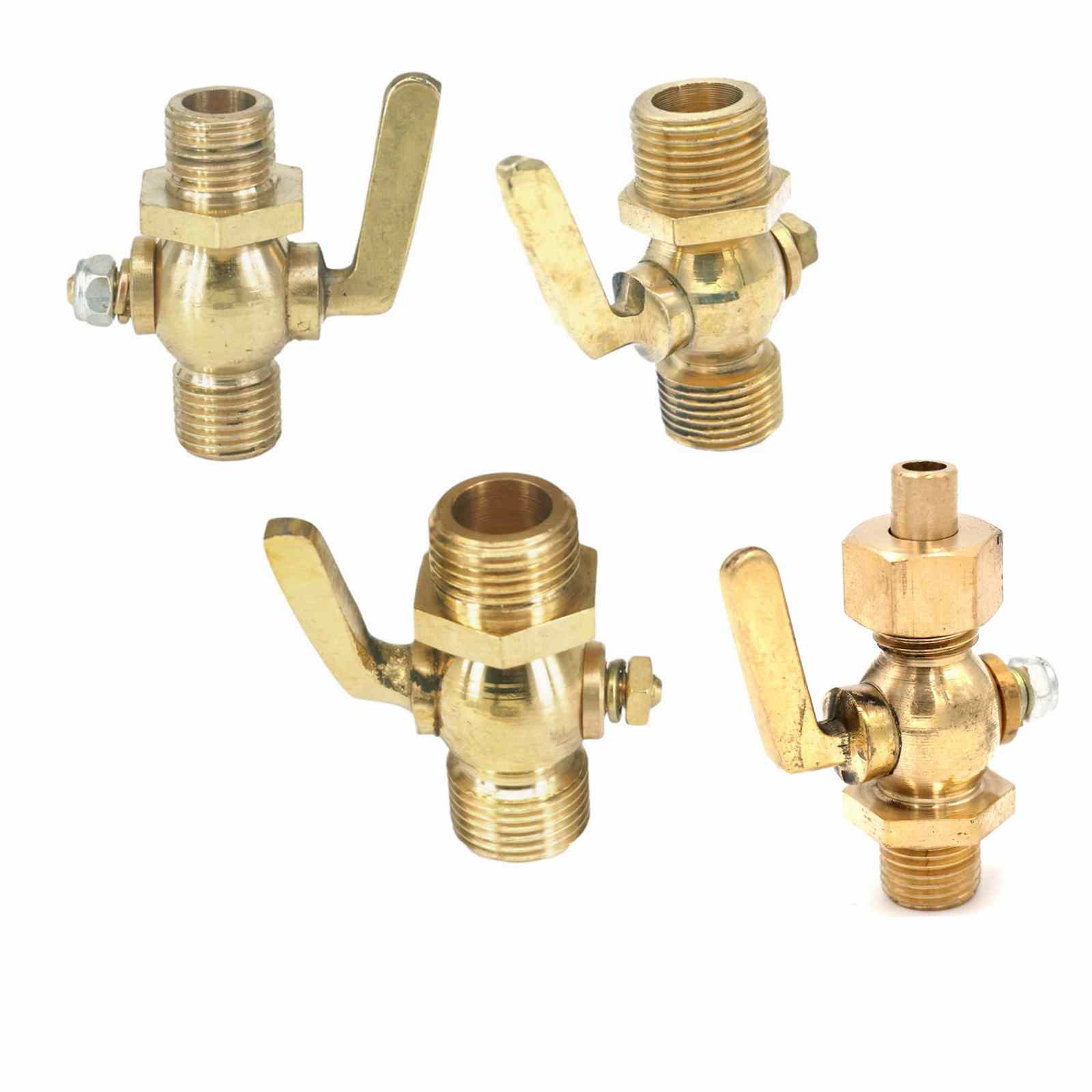Connection 1/4" 3/8" 1/2" BSP Male Threaded Equal Brass Drain Petcock Shut Off Valve for Fuel Gas Oil Air