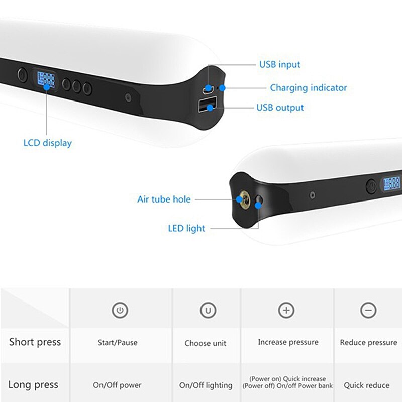 Auto fiets bal slimme luchtpomp luchtpomp oplaadbare luchtcompressor met lcd-scherm nauwkeurige draagbare pomp 150 psi