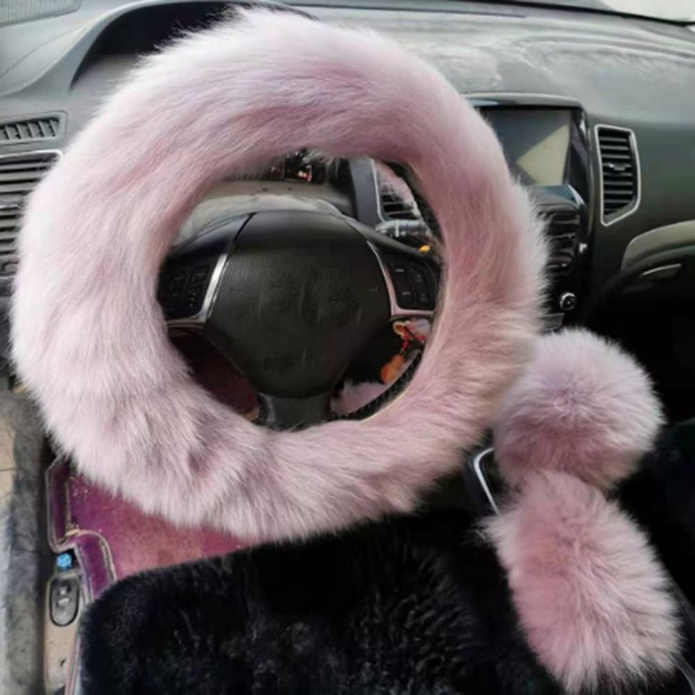 Solide doux longue laine floue volant couverture laine frein à main voiture accessoire mouton fourrure peluche protecteur couverture Kit: 5