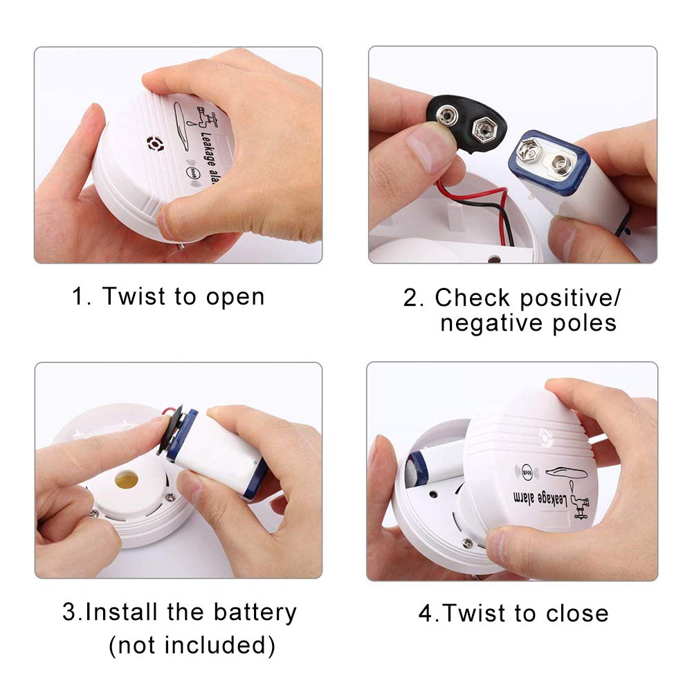 4pcs Water Leakage Sensor 85dB Water Level Alarm Battery Powered Water Security System