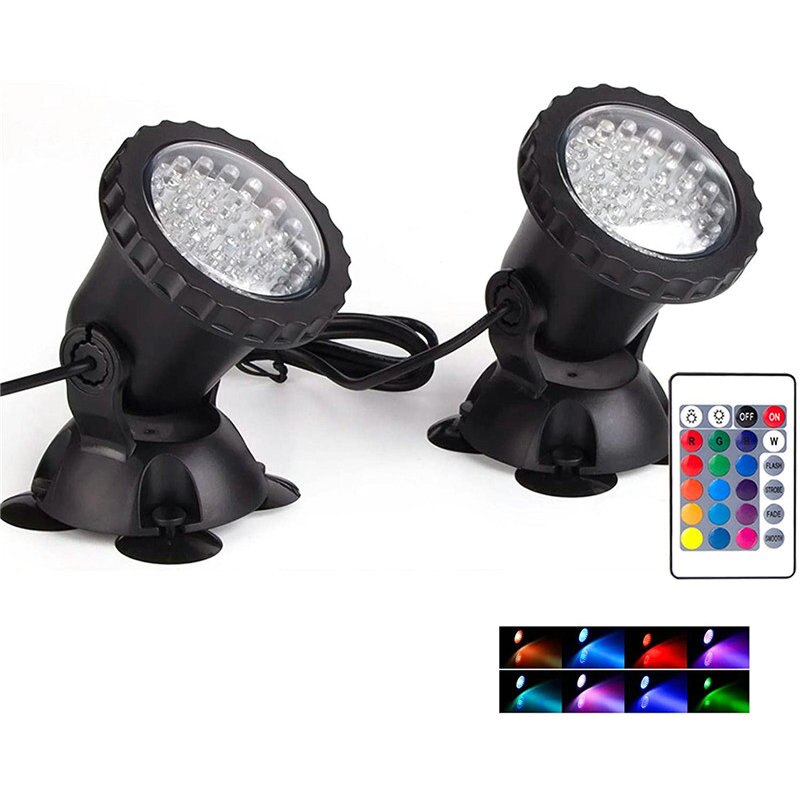 RGB LED Underwater Lights IP68 Waterproof Aquarium Lamp Landscape Spot light for Swimming Pool Tank Fountains Pond Garden 2022: 2 lamps set