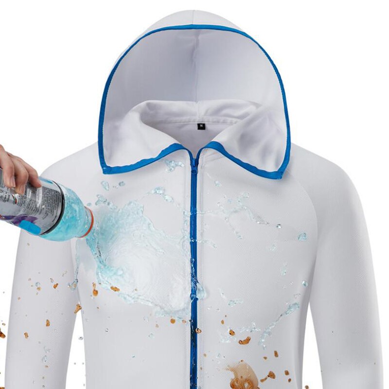Hot Tech hydrofobowa odzież wędkarska Outdoor Camping piesze wycieczki kurtki z kapturem wodoodporne przeciwporostowe szybkoschnące jedwabne ubrania: xxxxl / WHITE
