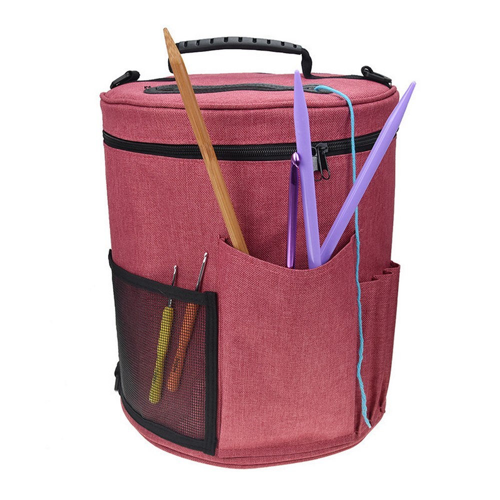 Bolsa organizadora de crochê, sacola de malha portátil, de crochê, fácil de carregar, organizador de tricô, para mulheres
