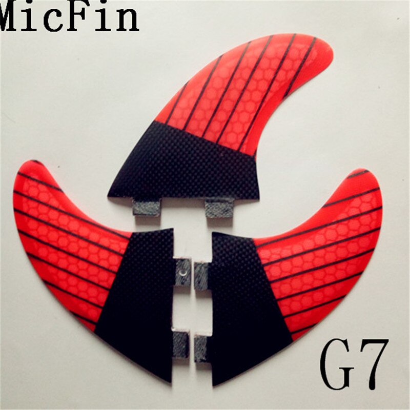 hotsales FCS G7 surf fins with fiberglass honeycomb for surfing size L 3pcs/set: Red