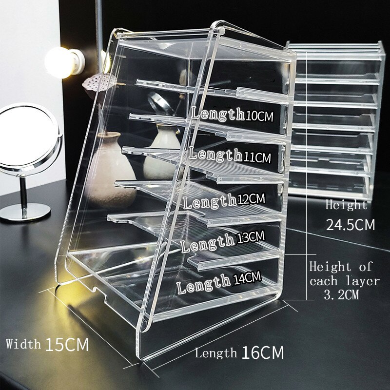 Clear Acryl 6 Lagen Lipstick Holder Make Organizer Nagellak Rack Desktop Cosmetische Nagellak Opbergdoos Lipgloss Case