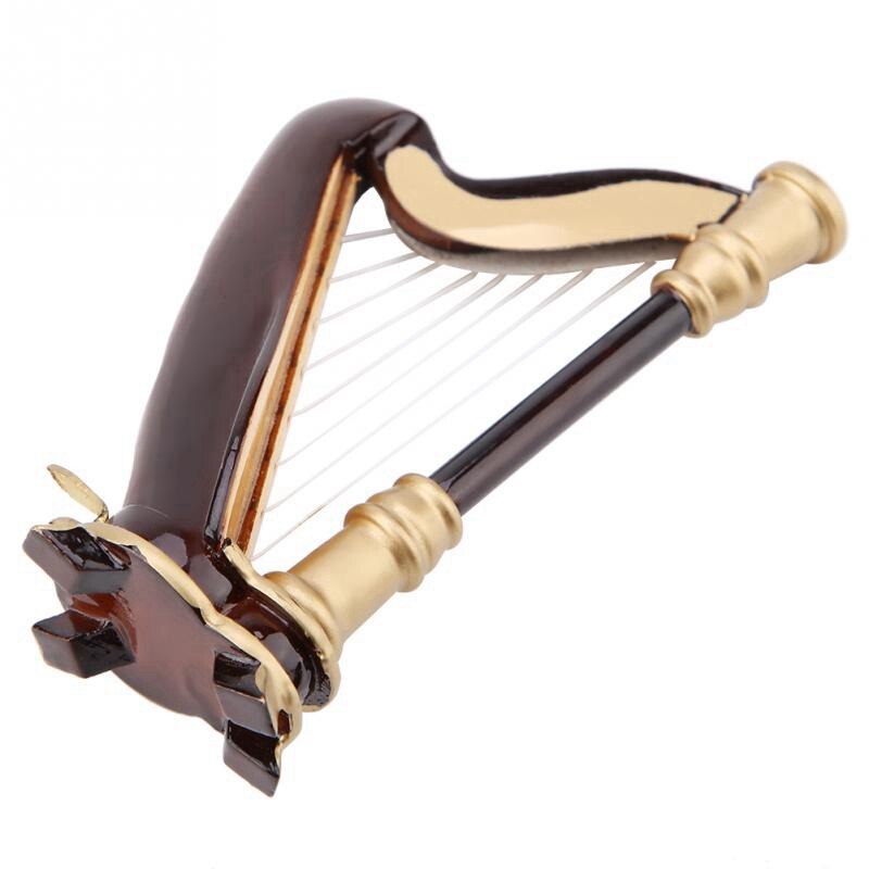 Yn-tre mini harpe kopi og boks mini harpe modell mini musikkinstrument hjemmeinnredning musikkinstrument modell 9cm