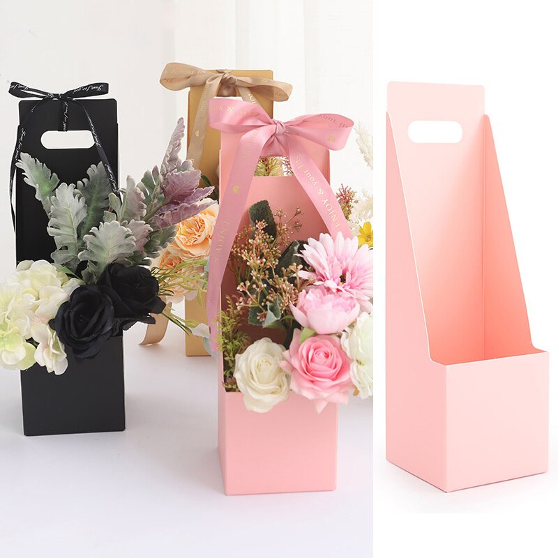 Waterproof Folding Portable Kraft Paper Flower Basket For Flower Shop Packaging Valentine’S Day Father’S Day Birthday