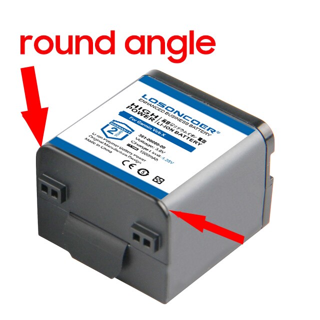 Losoncoer 0 -zyklen 100% 1500 361-00080-00- mah-ersatzakku für garmin virb x compact virb xe action-kamera: Runder winkel