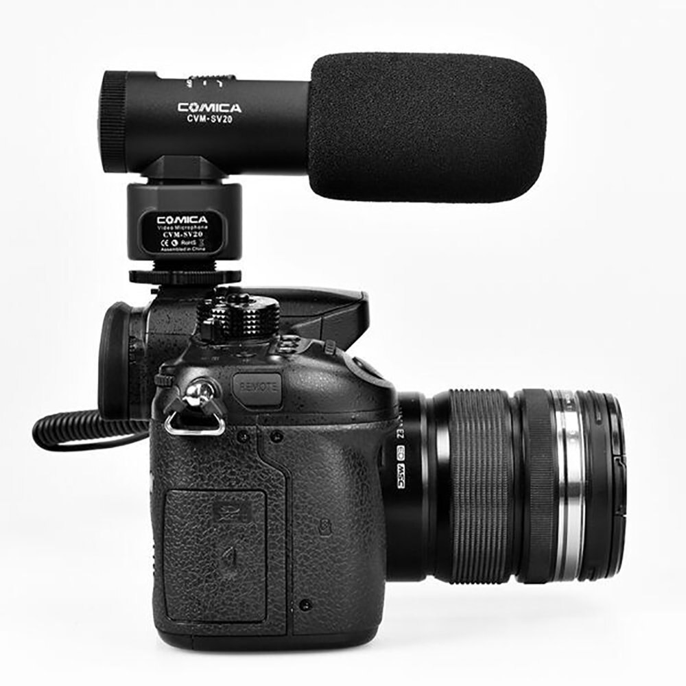 Comica CVM-SV20-Sistema de micrófono para cámara DSLR, , totalmente de Metal, estéreo, para teléfono inteligente