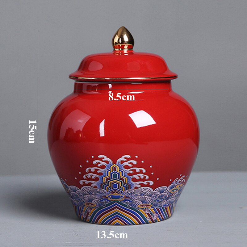 Blue and White Porcelain General Jar Candy Tea Storage Jar Flower Arrangement Ceramic Vase Household Sealed Storage Jar: F