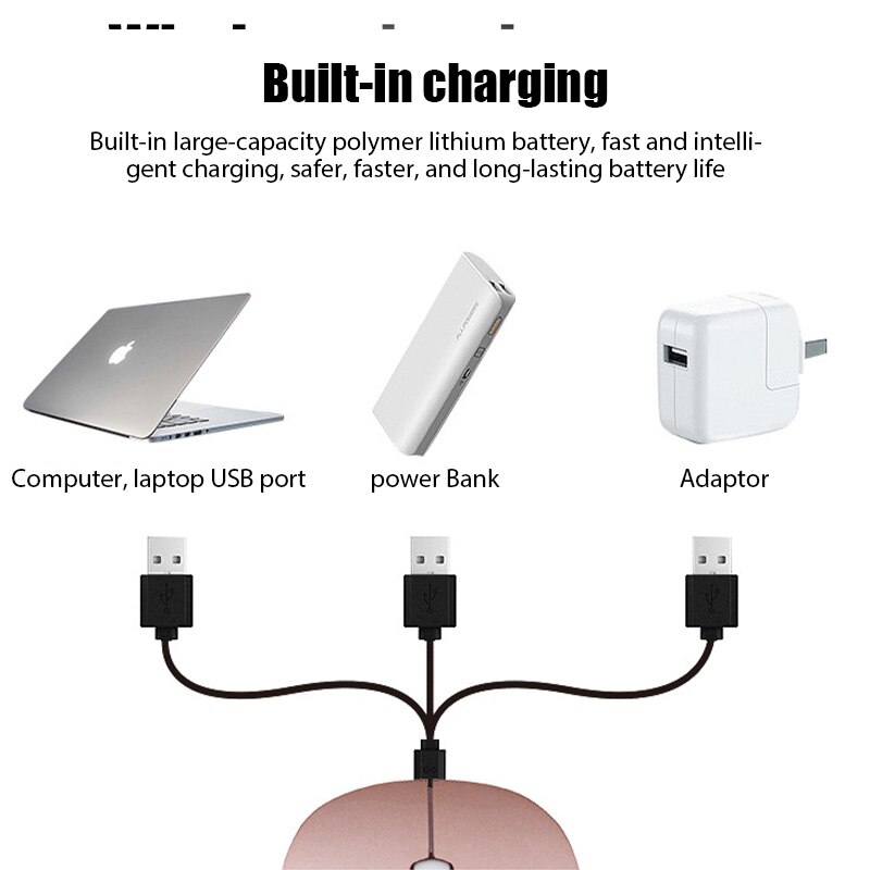 1600DPI Wireless Mouse RGB Rechargeable Bluetooth Mouse Ultra-Thin 2.4G USB Mous Mute Mouse Mice For PC Laptop Computer Mause