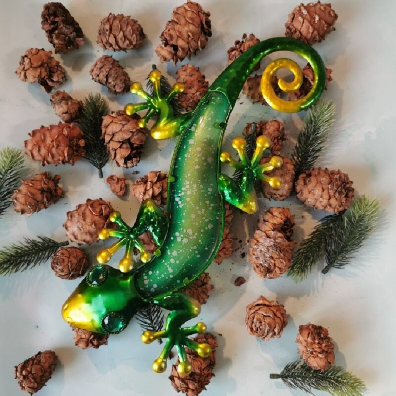 Decoración de pared de Metal de salamanquesa, ilustraciones para jardín, estatuas para uso en exteriores y accesorios miniaturas y esculturas