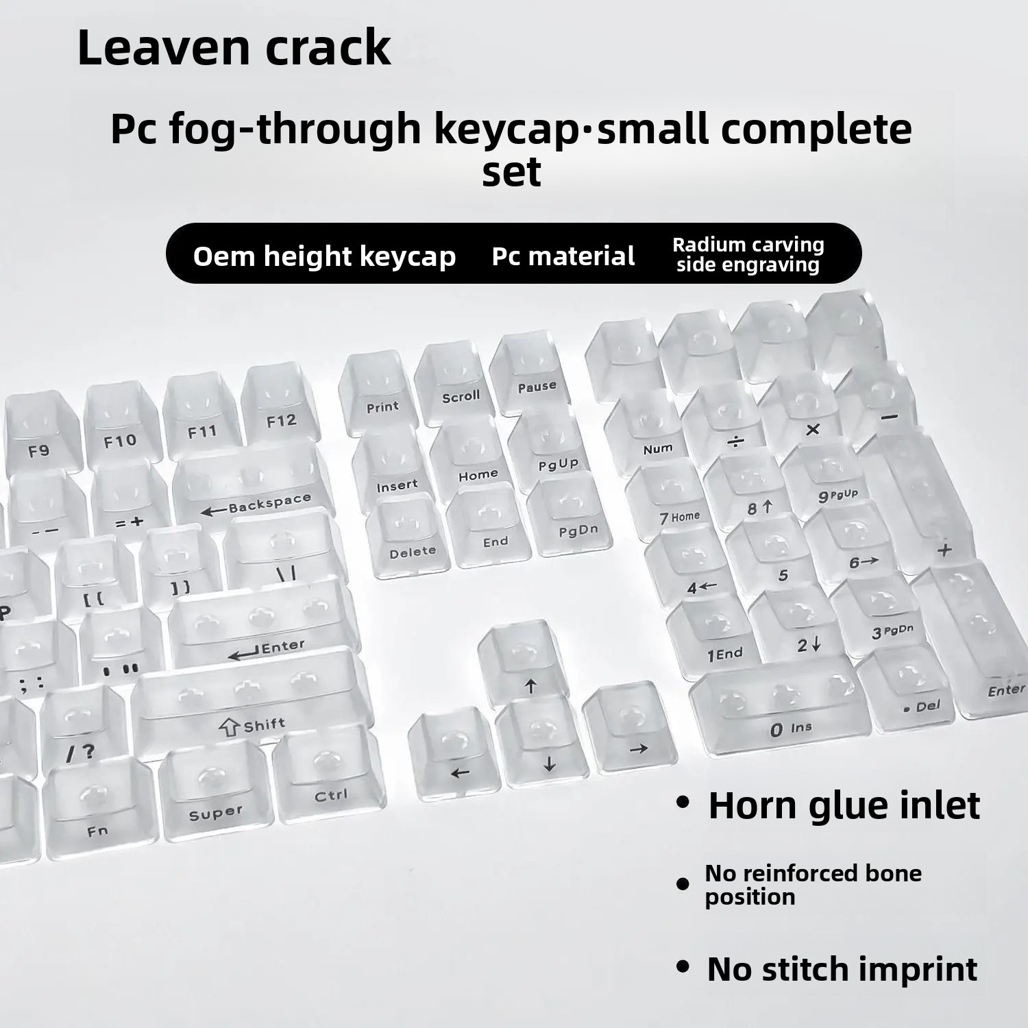 Customizable DIY Mechanical Keyboard Keycaps Transparent PC Material Foggy through Full Set of 132 Keys Computer Office