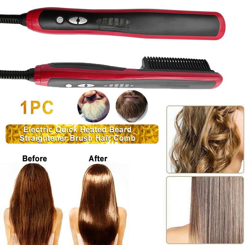 Heating Hair Straightener For Curly Hair Multifunctional Electric Heating Comb Temperature Straightening Comb Tool