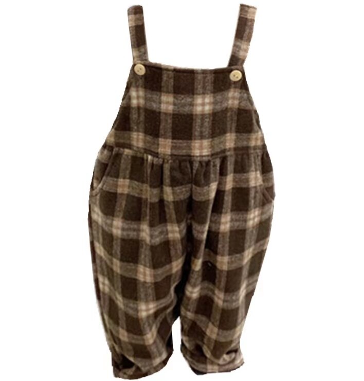 Kinderen Broek Herfst Winter Koreaanse Thicken Wollen Plaid Broek 3T Meisjes Jumpsuit Jongen Overalls Voor Kinderen Vallen Kleding Unisex 5T: Overalls / 4T