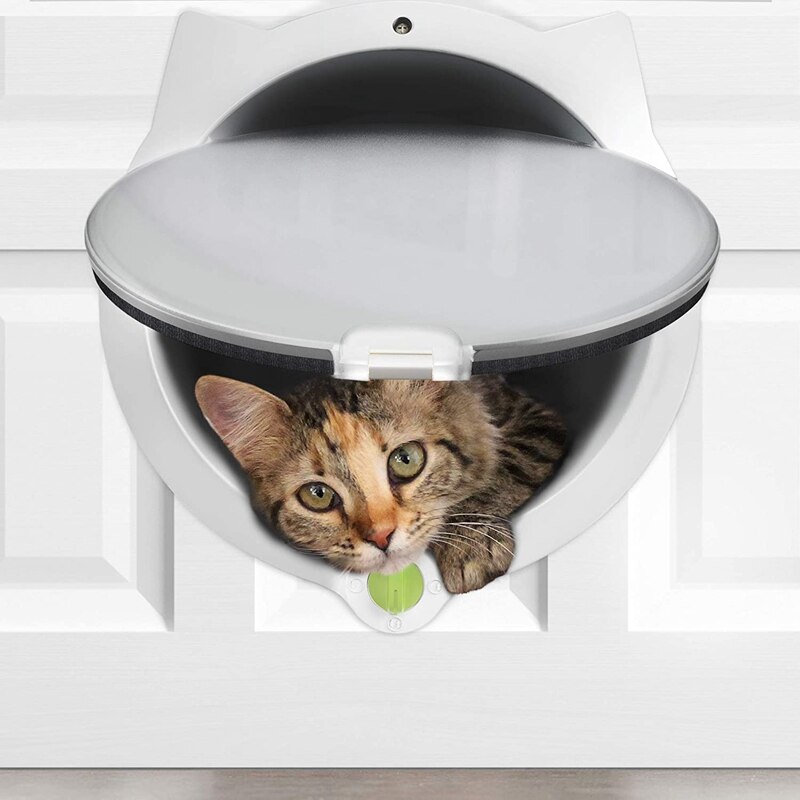 Afbc Kat Deur Voor Huisdieren-4-Way Locking Kat Deur-Voor Interieur En Exterieur Deuren, wandmontage Of Kattenbak Deuren